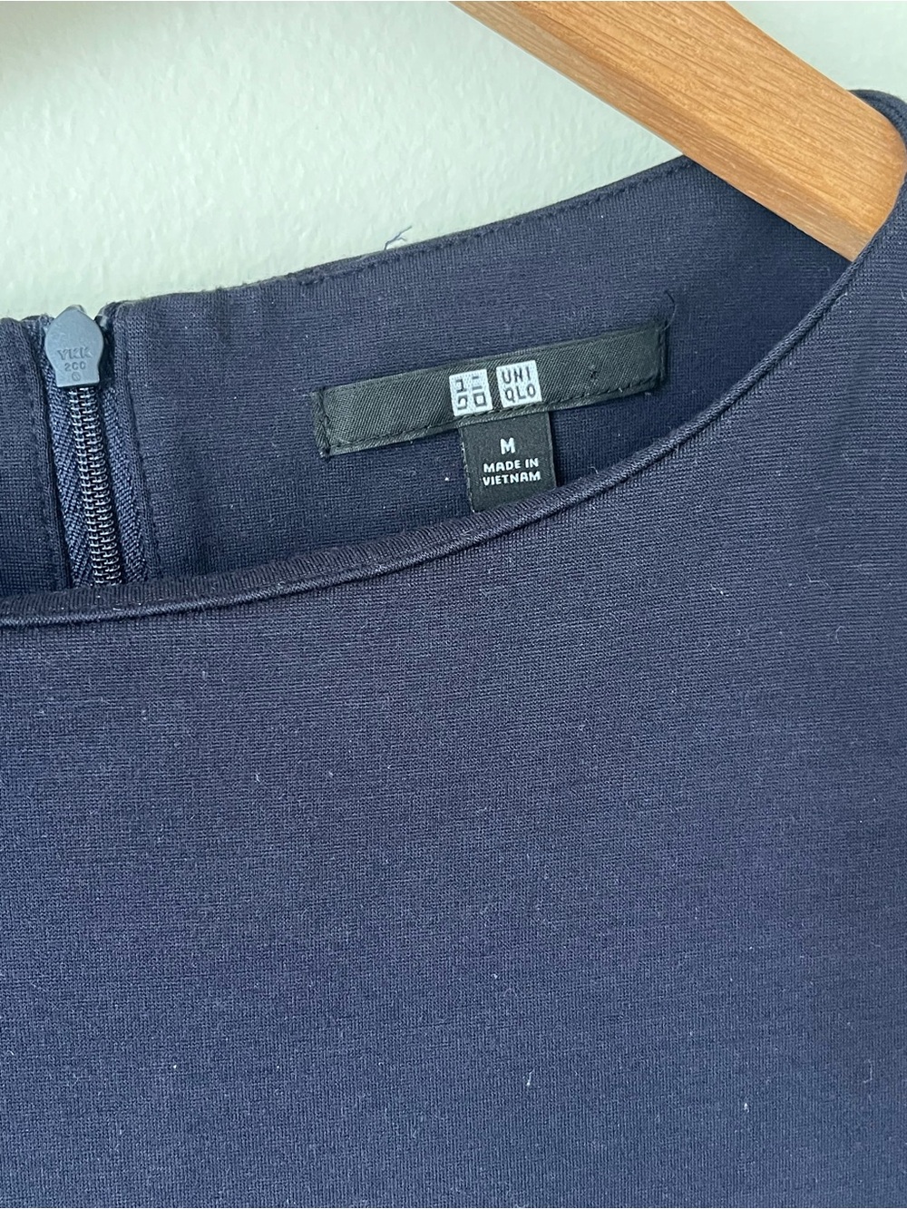 UNIQLO Navy Short-Sleeve Fit-and-Flare Midi Dress- Medium - Picture 6 of 7
